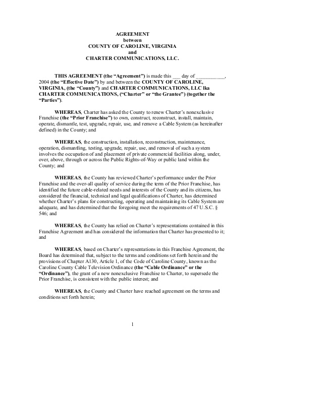 Cable Franchise Agreement