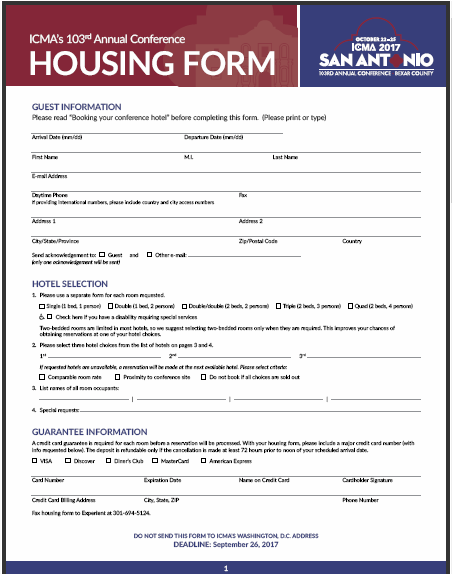 2017 Annual Conference Housing Form | icma.org