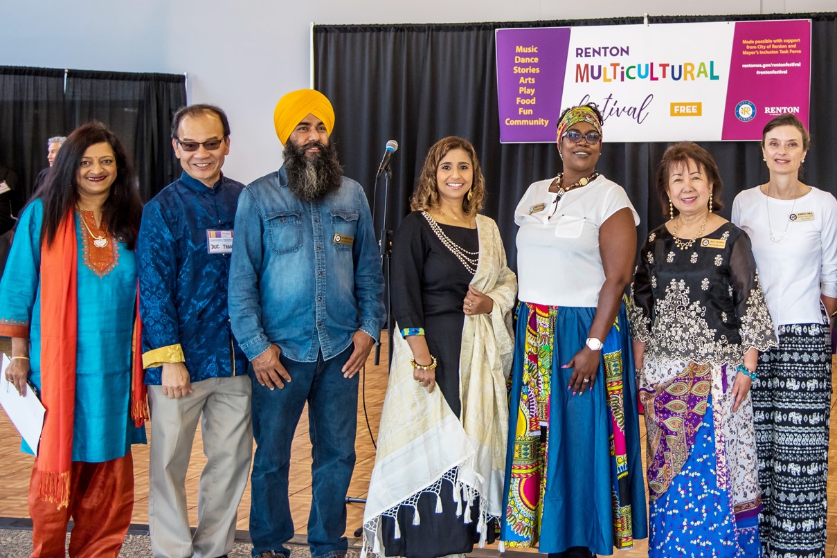 Participants in a multicultural community event in Renton, Washington