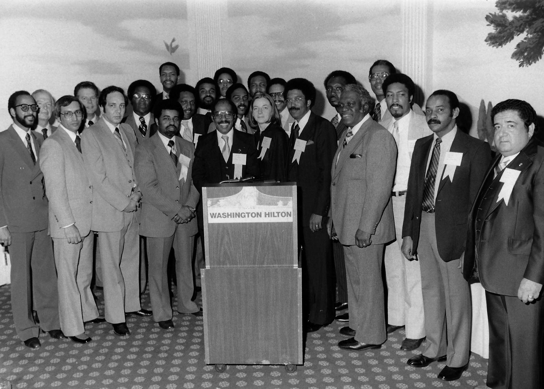 Honorees, staff, and others attending a reception in 1979 during which African-American city and county managers were recognized by the U.S. House of Representatives