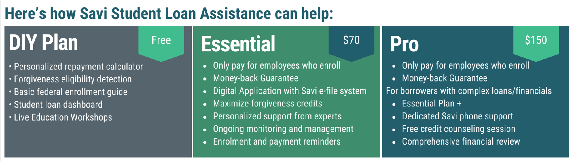 Savi Loan Assistance Chart