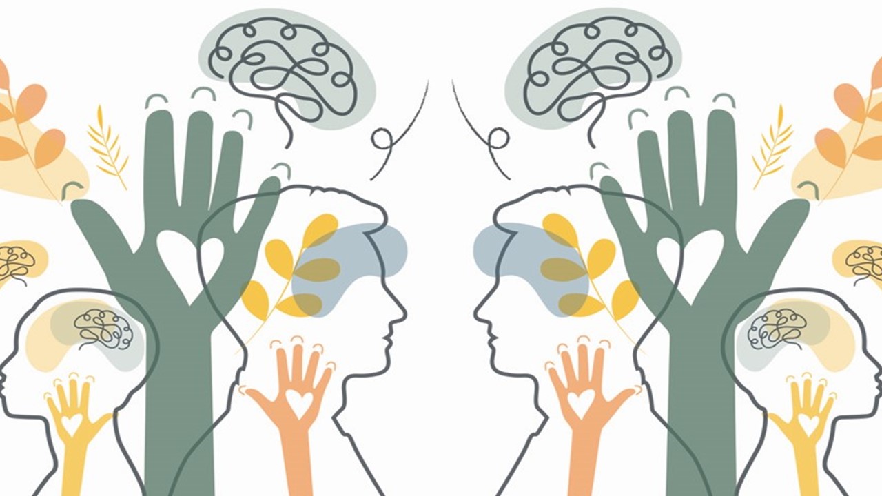 Illustration of silhouettes with helping hands
