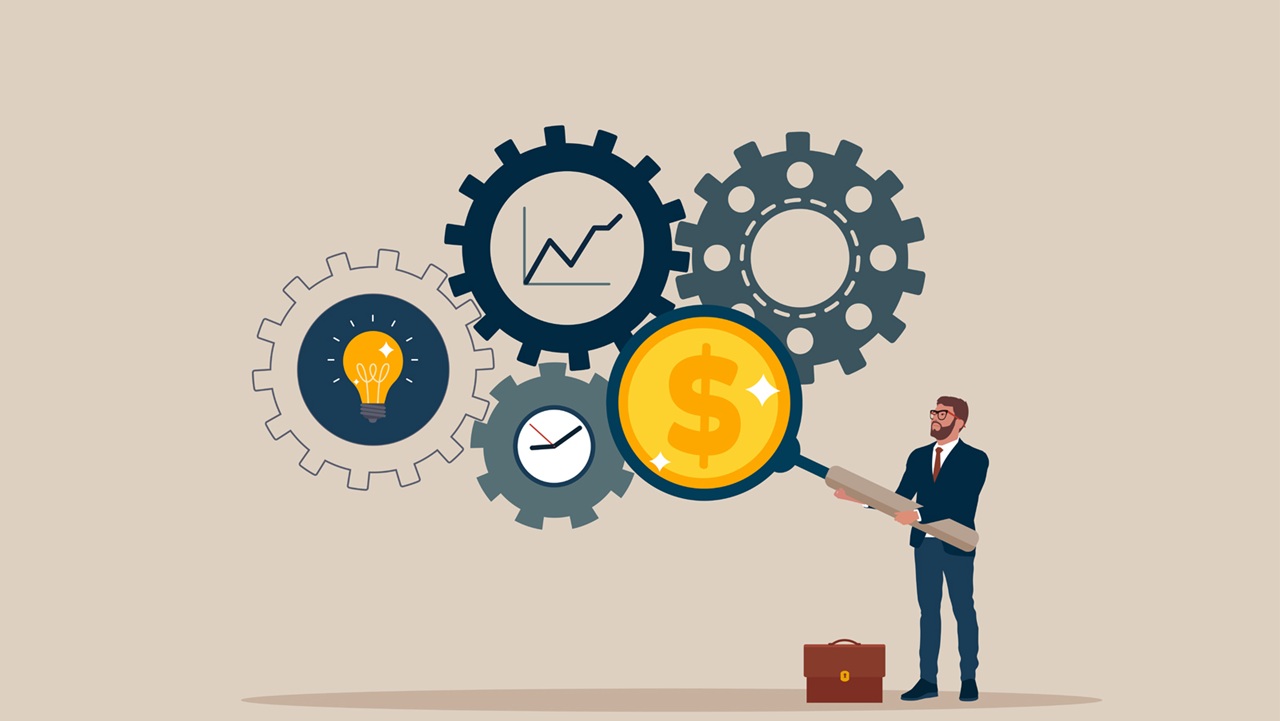 Illustration of man with magnifying glass