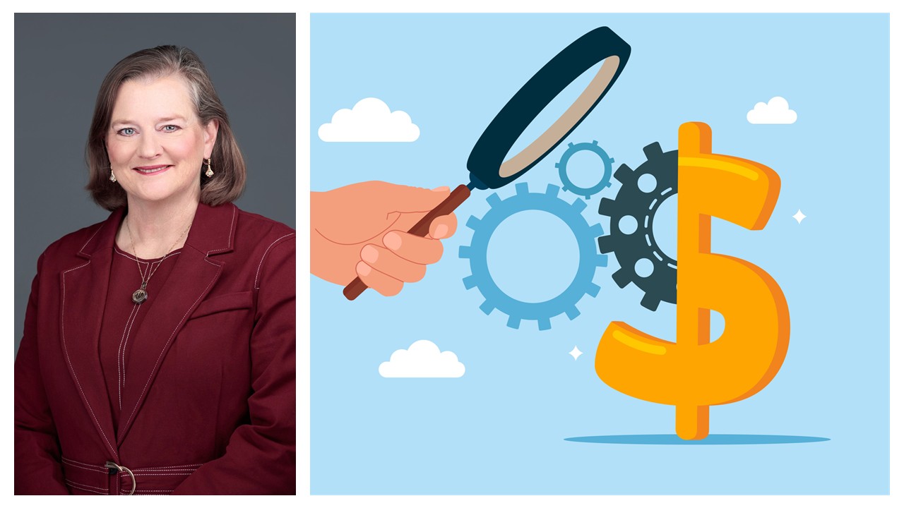 Image of Julia D. Novak and an illustration of a magnifying glass 