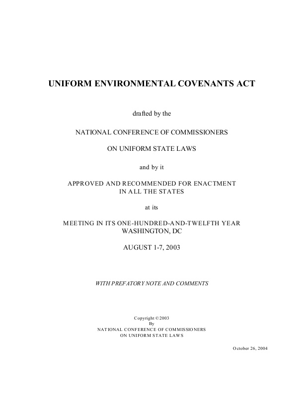 Uniform Environmental Covenants Act | icma.org