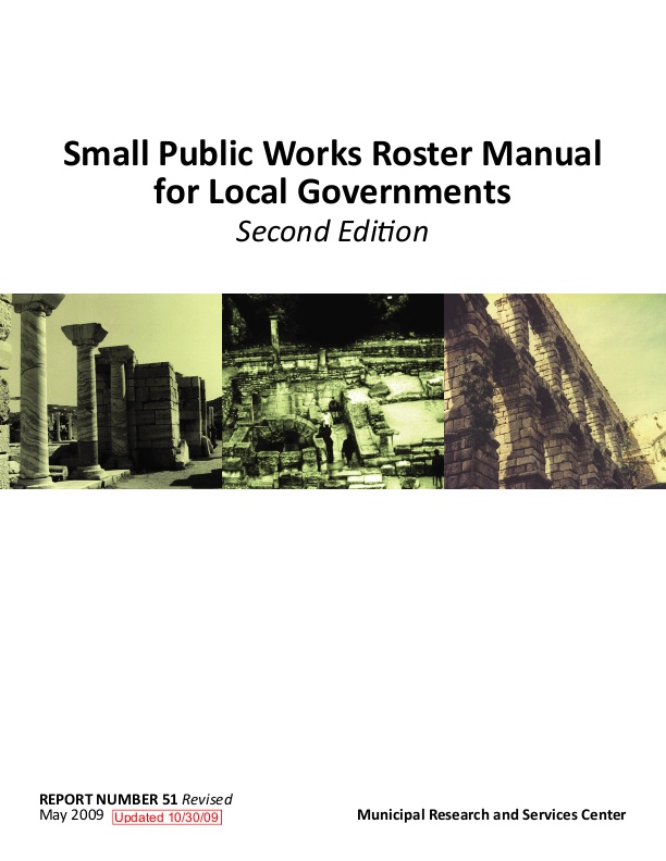 Small Public Works Roster Manual for Local Governments: Second Edition ...
