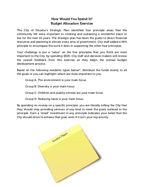 How Would You Spend It Budget Allocation Exercise Icmaorg - 