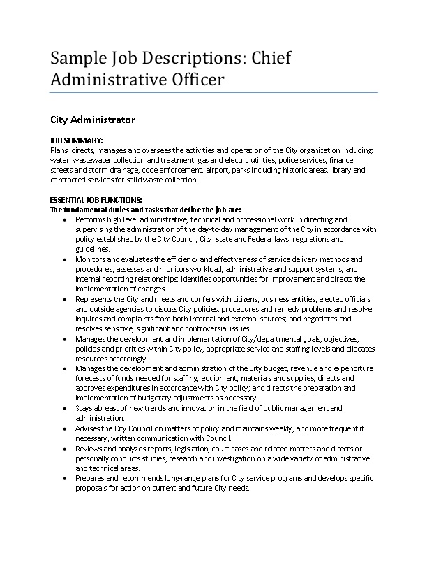 Job Description Of Admin And Finance Officer / Vice President Finance Administration Job Description - An administrative officer, or admin officer, is responsible for providing candidates must have an associates degree in finance, business administration, architecture, construction management, economics, accounting or a.