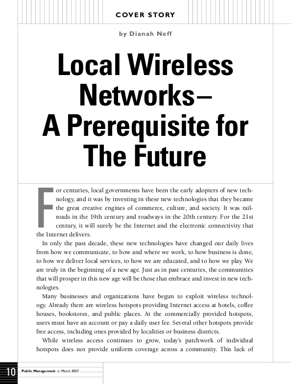 Local Wireless Network – A Prerequisite for the Future | icma.org