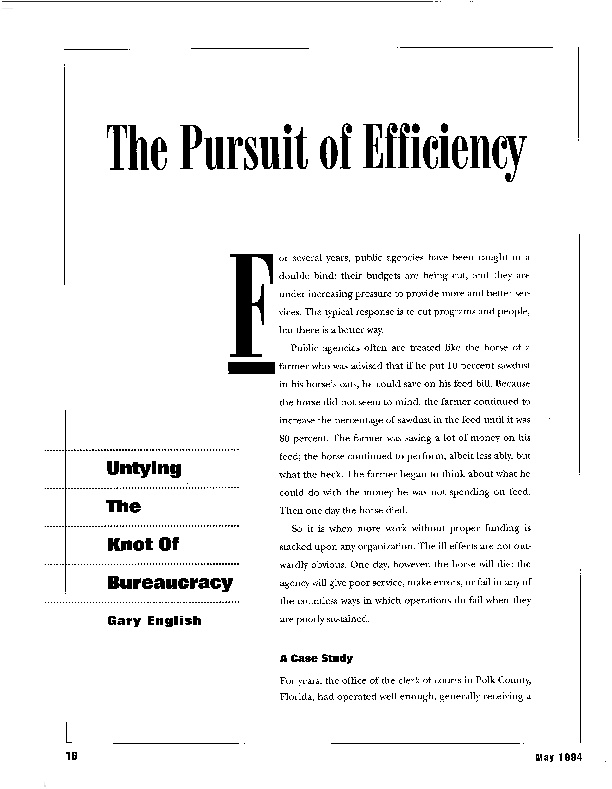 The Pursuit of Efficiency  icma.org