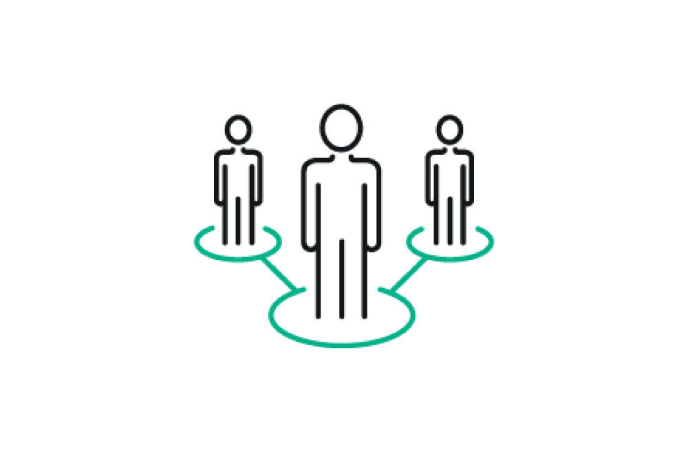 leadership vector of three line figures