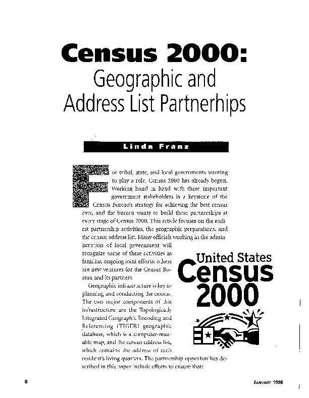 Census 2000: Geographic and Address List Partnerships | icma.org