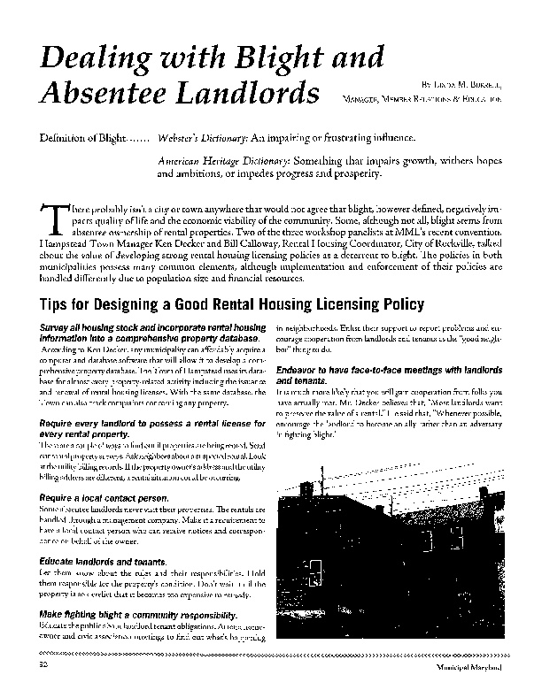 Dealing with Blight and Absentee Landlords | icma.org
