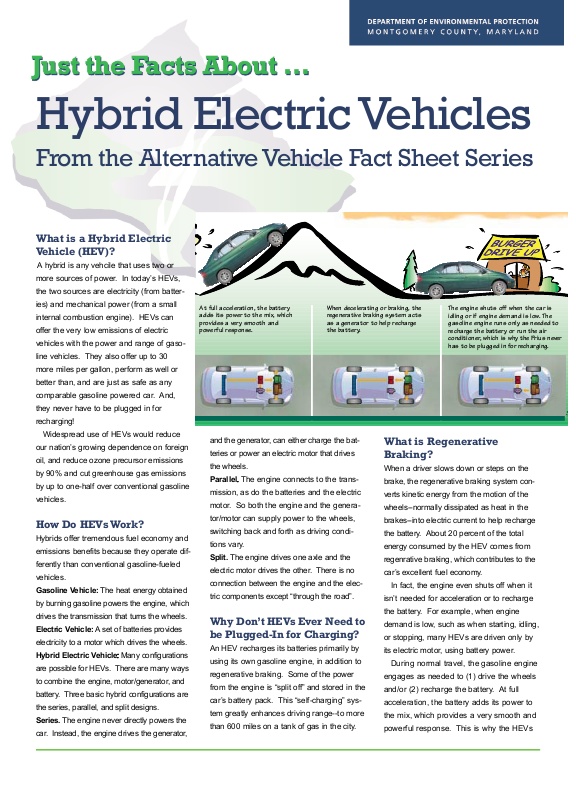 Alternative Vehicle Fact Sheet Hybrid Electric Vehicles