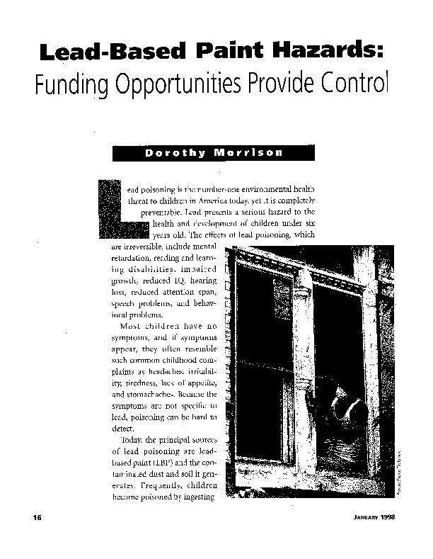 LeadBased Paint Hazards Funding Opportunities Provide Control