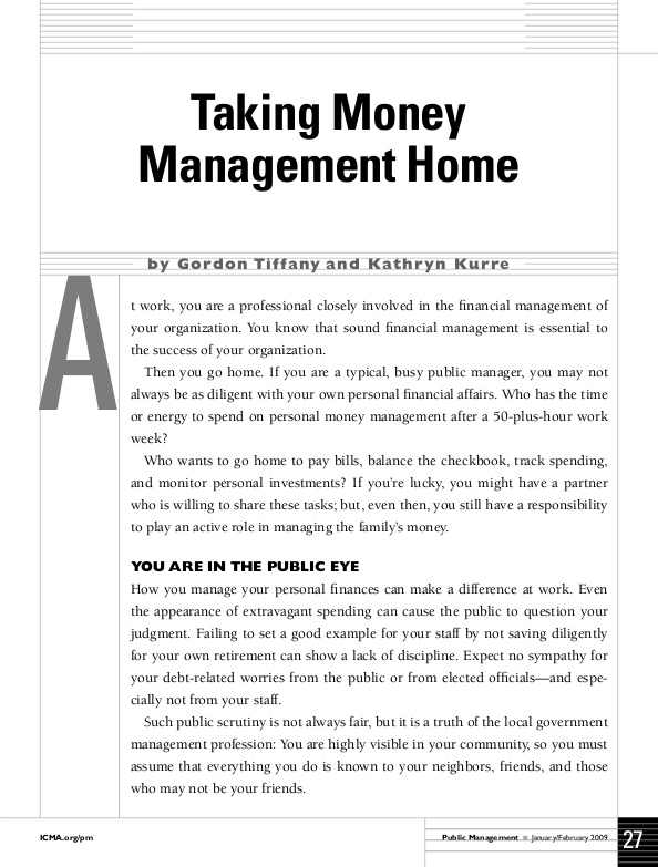 Taking Money Management Home