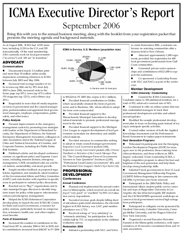 Executive Director Report 2006 Icma
