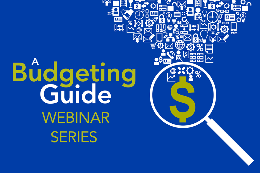 a budgeting guide webinar series brand image magnifying glass laying over dollar sign