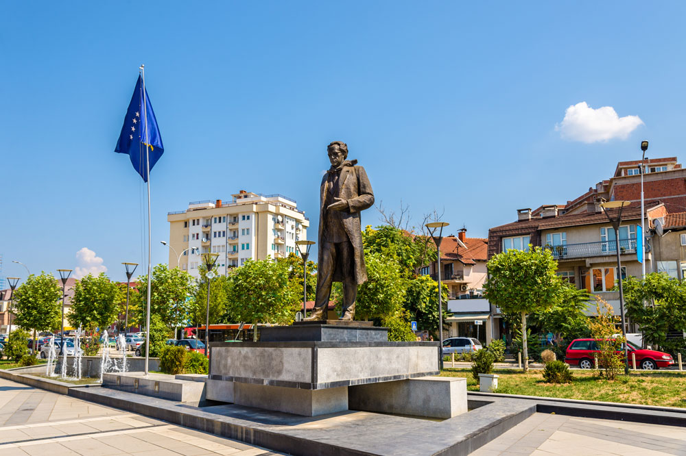 Statue of Ibrahim Rugova in Pristina, Kosovo