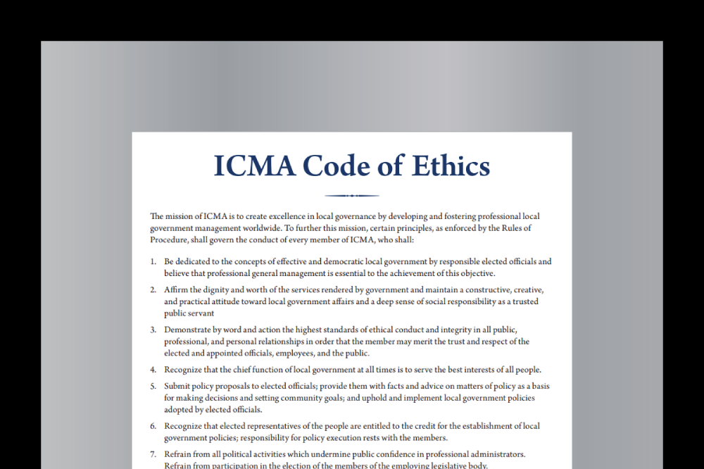 icma code of ethics in picture frame