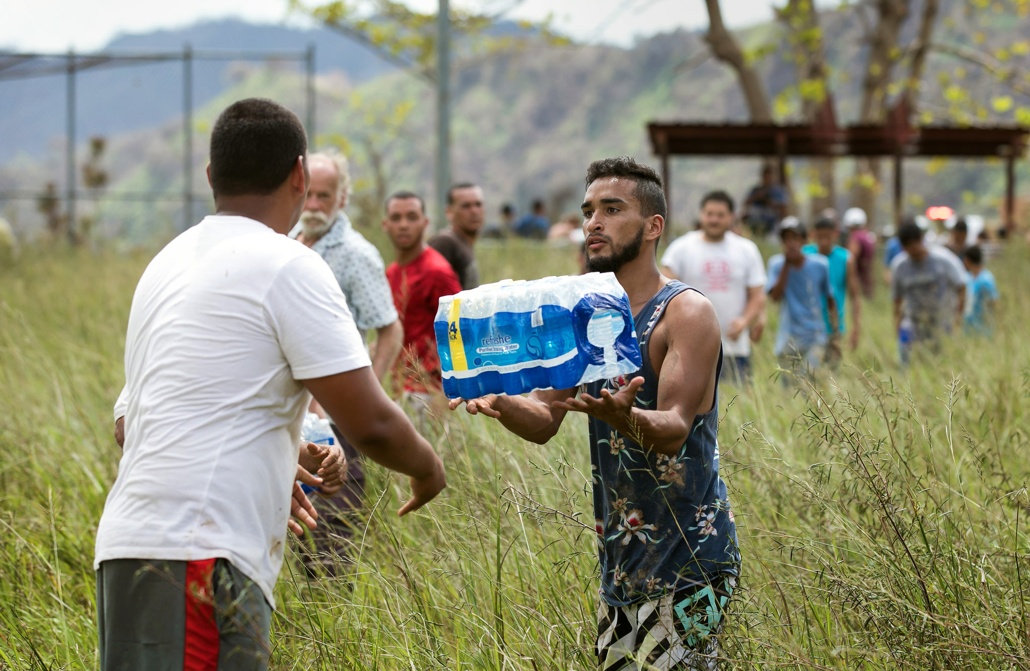 distribution of bottled water in advance of hurricane