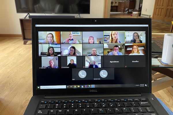 computer screen with virtual meeting