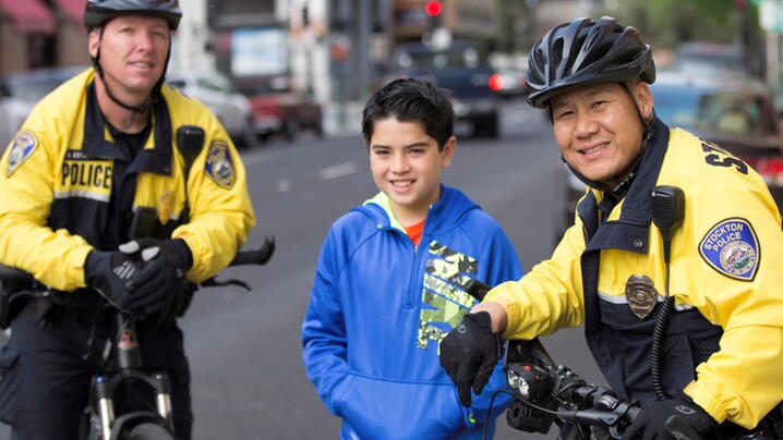 Photo of Stockton police officers in the community