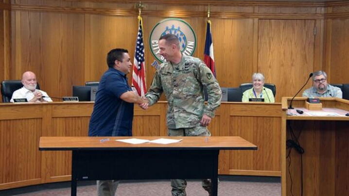 Fountain and Fort Carson leadership sign a new 10-year intergovernmental support agreement in 2021.