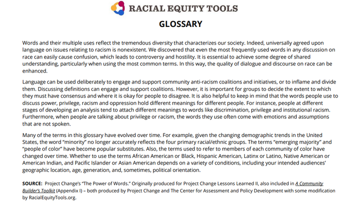 Racial Equity Tools Glossary
