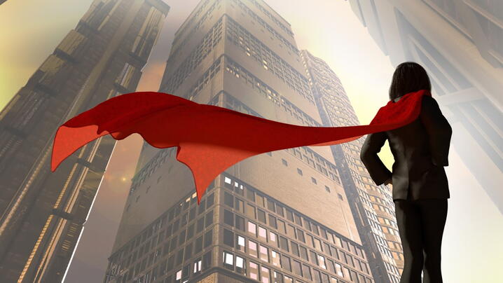 An illustration of a woman wearing a superhero cape