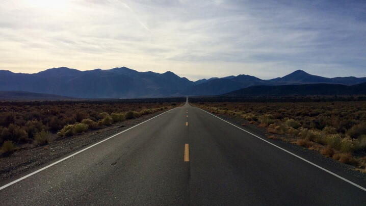 Image of two-lane road in the desert