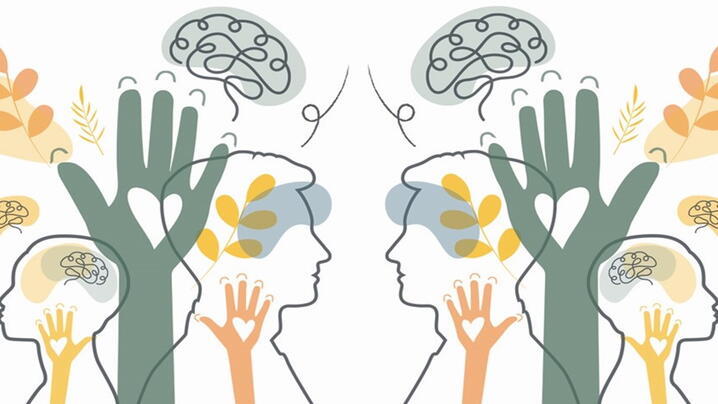 Illustration of silhouettes with helping hands