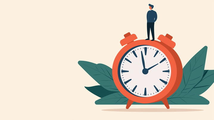 Image of man standing on a clock