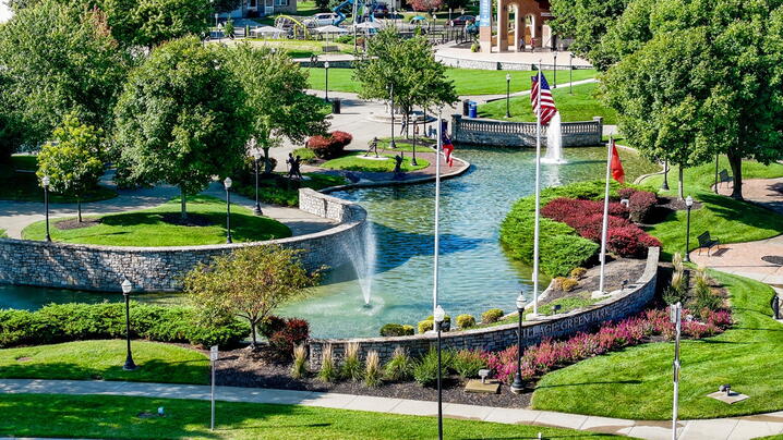 Village Green Park in Fairfield, Ohio, USA