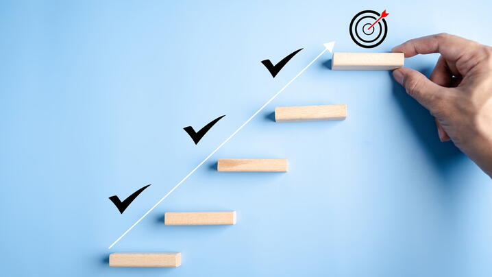 Image of steps progressing toward target