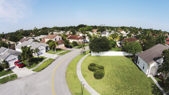 Suburban homes aerial view