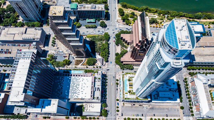 City of Austin Texas from aerial view of city