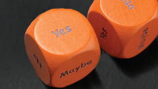 dice with options of yes no maybe