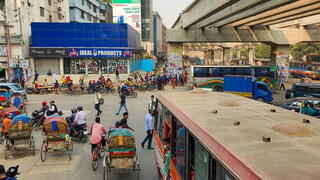 Photo of Uttara bus stop, one of the busiest in Dhaka, Bangladesh
