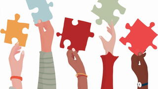Illustration of people holding puzzle pieces