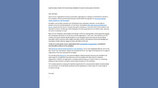 sample email template for organization leaders to invite members to sign on to health excellence initiative