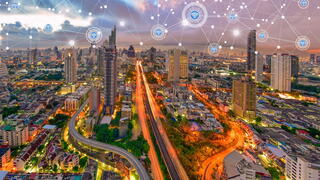 Image of city connected via wifi