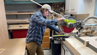 Tucker Gosselin of Monarch Woodworking operates out of a shed on his property.