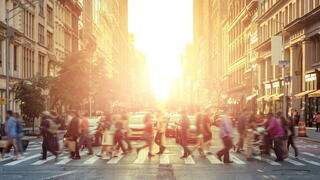 Photo of people in a crosswalk