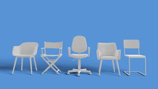 Image of five different types of office chairs