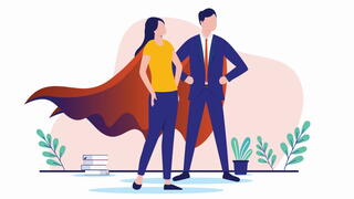 Image of two people wearing capes