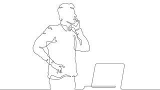 Sketch of person on phone