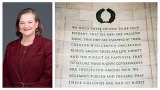 Image of Julia Novak and words from the Declaration of Independence