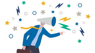 Image of person with a megaphone for a head