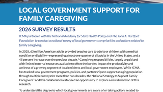 Cover of survey report showing ICMA logo, image of senior center, and description of project
